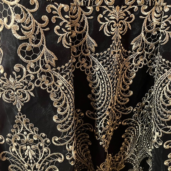 Marchesa Notte Black & Gold Filagree Crinoline Mini Dress - Picture 4 of 9